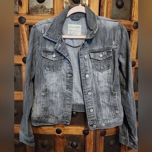 Aeropostale Distressed Gray Denim Jacket M